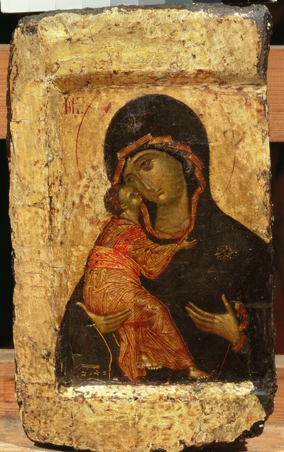 La Madonna di Vladimir e il Bambino, icona russa, Scuola di Mosca da Andrei Rublev